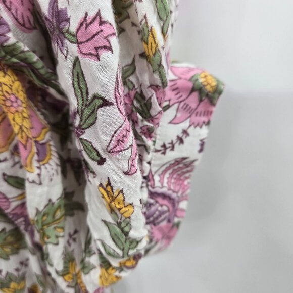 Daughters of India White Fuchsia Floral Kyra 100% Cotton Maxi Dress XS - Picture 6 of 16